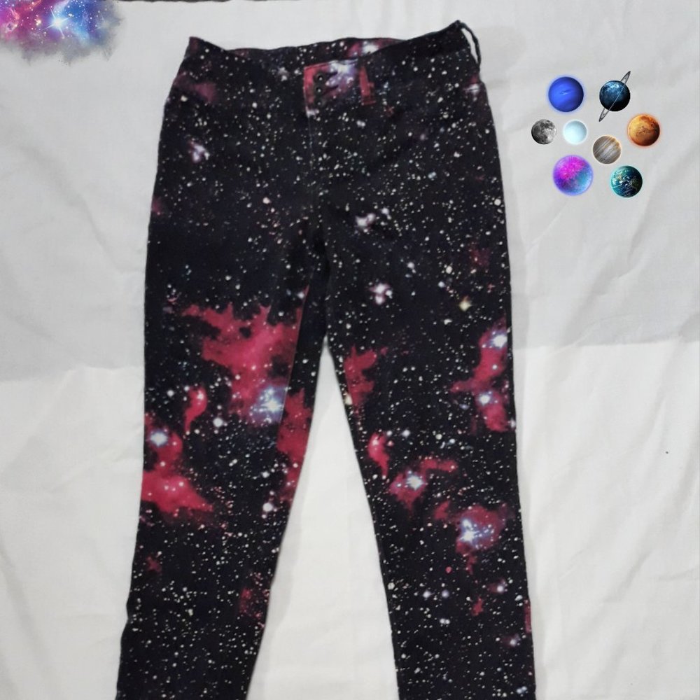 BLACKHEART Women's Galaxy Print Skinny Jeans GIFTS